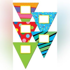 Creative Teaching Press 10” Jumbo Designer Cut-Outs, Poppin' Patterns Pennants